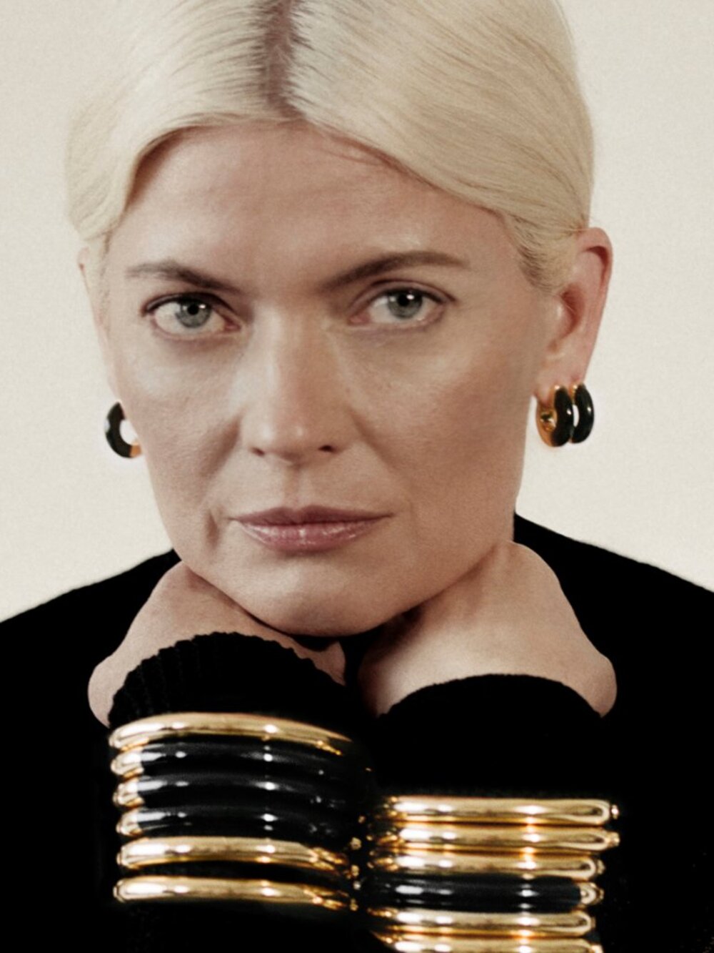 Monica Vinader Kate Young Half Gemstone Small Hoop Earrings Minimalist Essential - Picture 4 of 8